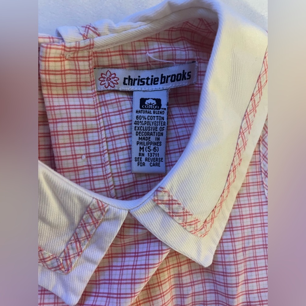 Adorable Pink Gingham Kids Dress with White Collar - Picture 4 of 4